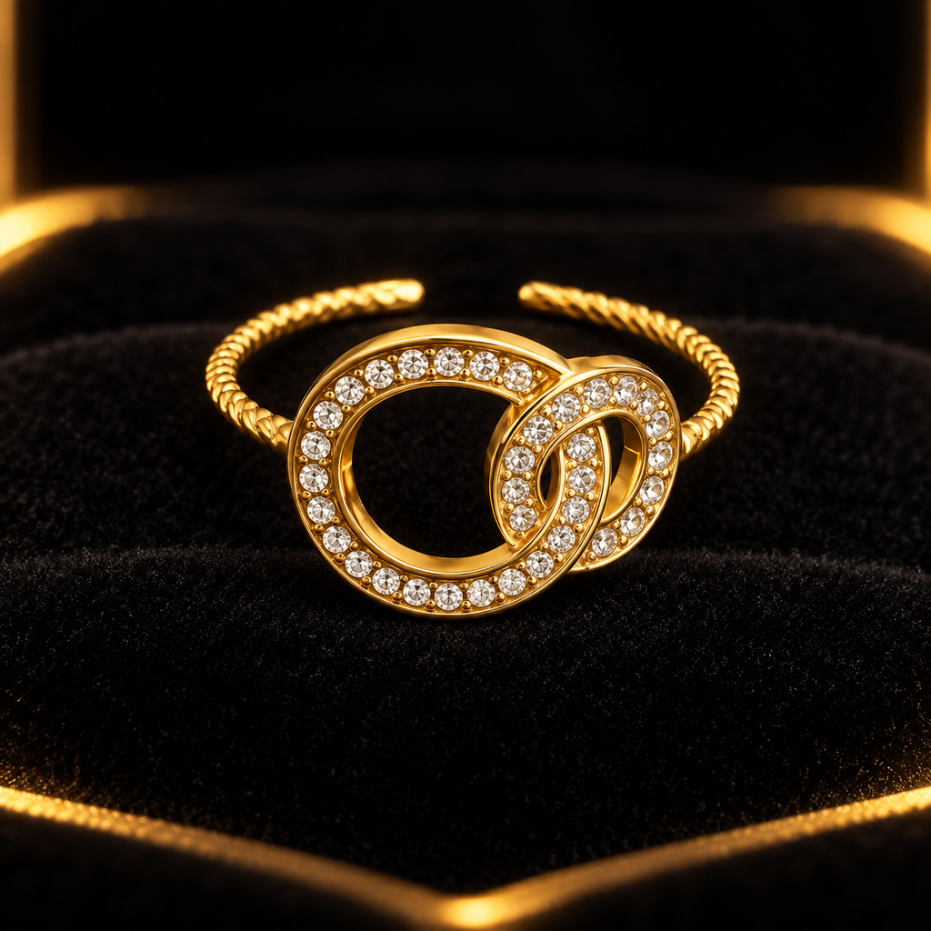 Anel Dourado de Círculos Entrelaçados