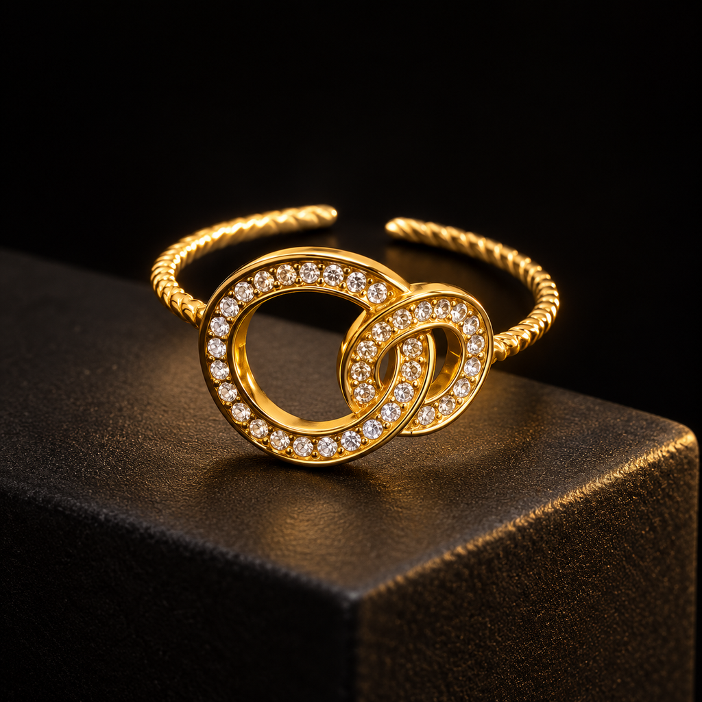 Anel Dourado de Círculos Entrelaçados