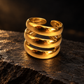 Anel Dourado de Três Faixas