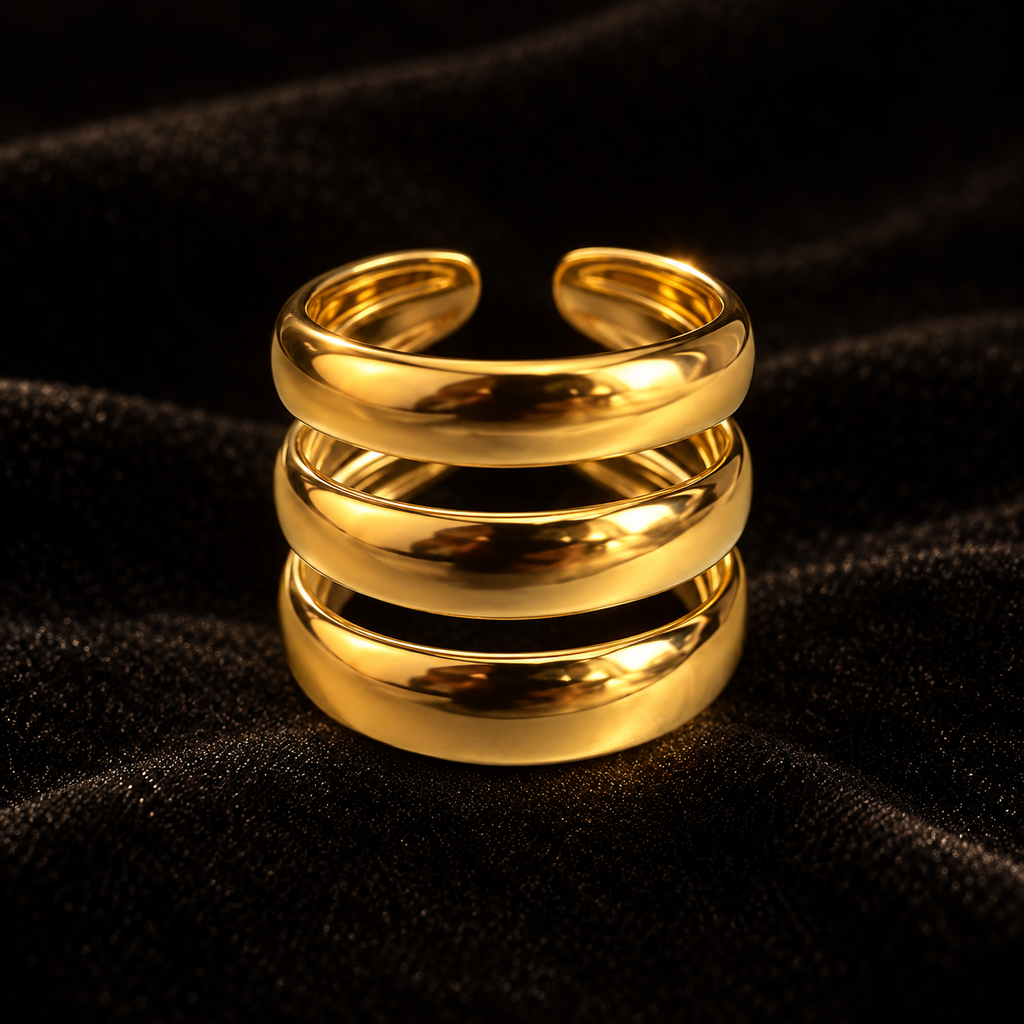 Anel Dourado de Três Faixas