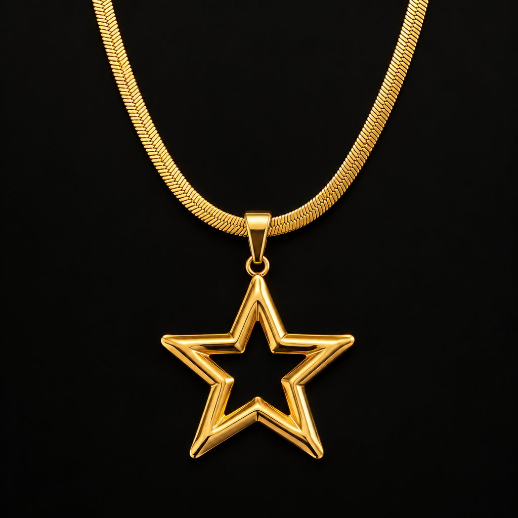 Conjunto Colar e Brincos Estrela Dourada
