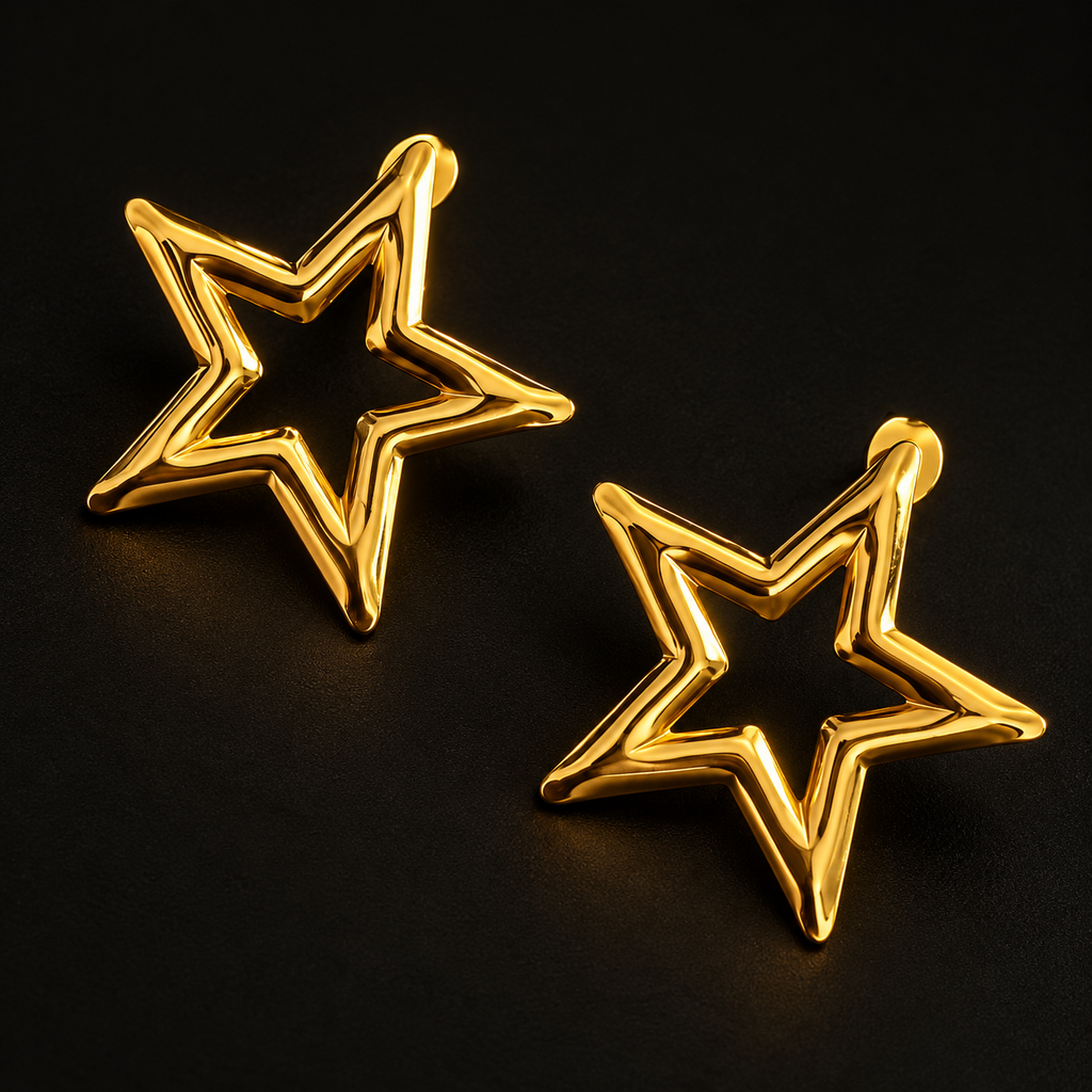 Conjunto Colar e Brincos Estrela Dourada
