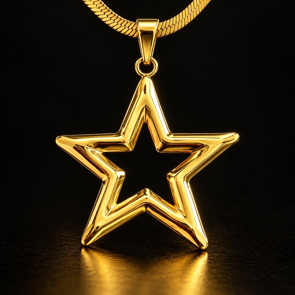 Conjunto Colar e Brincos Estrela Dourada