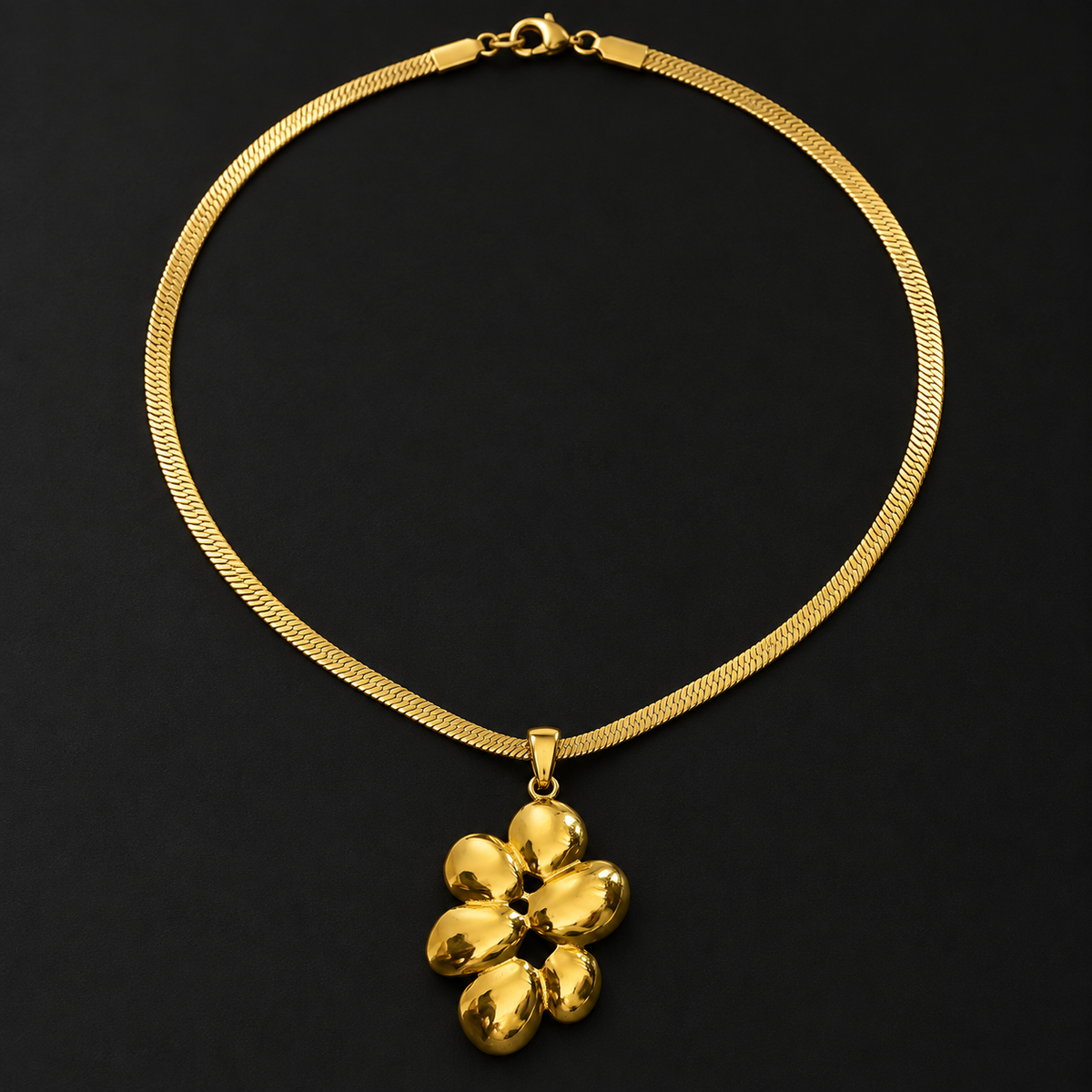 Conjunto Colar e Brincos Flor Dourada