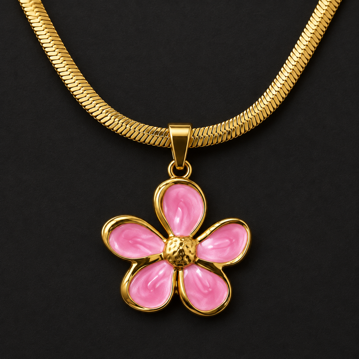 Conjunto Floral Vermelho e Rosa com Colar e Brincos