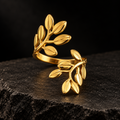 Anel Dourado Ramos de Folhas