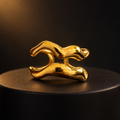 Anel Dourado Ondas Duplas