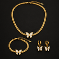 Conjunto Colar, Pulseira e Brincos Borboleta Branca