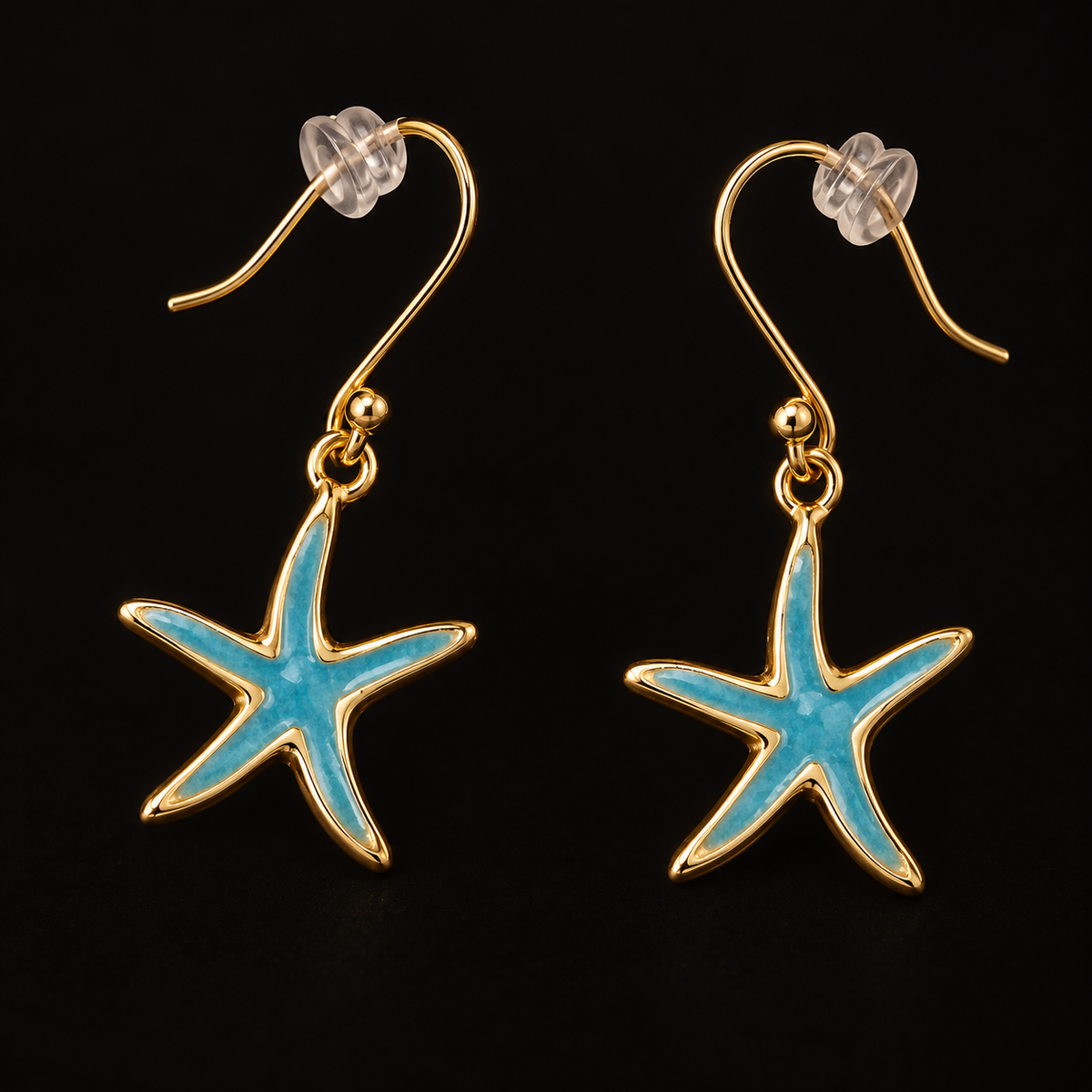 Conjunto Colar, Pulseira e Brincos Estrela-do-Mar Azul