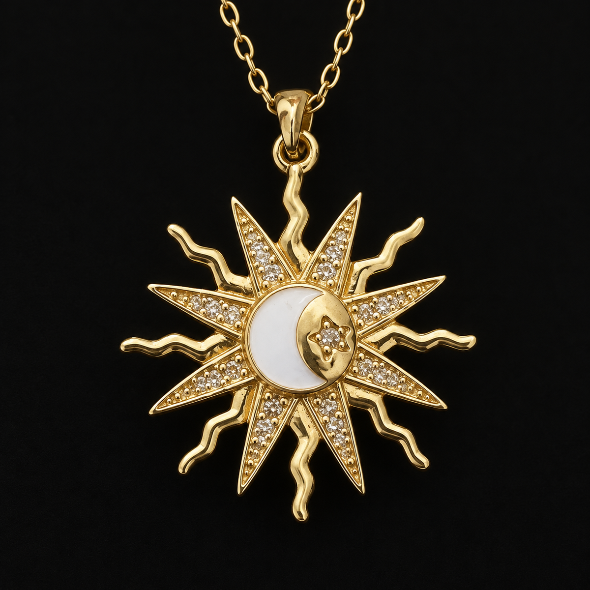 Colar Sol e Lua Dourado