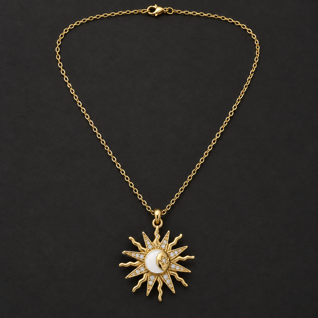 Colar Sol e Lua Dourado