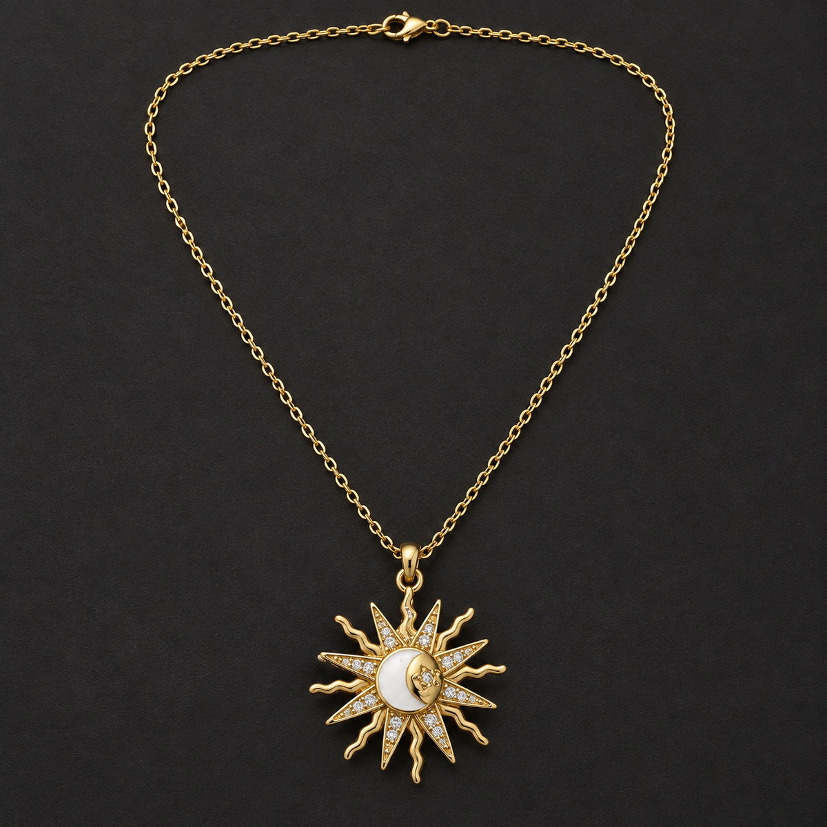 Colar Sol e Lua Dourado