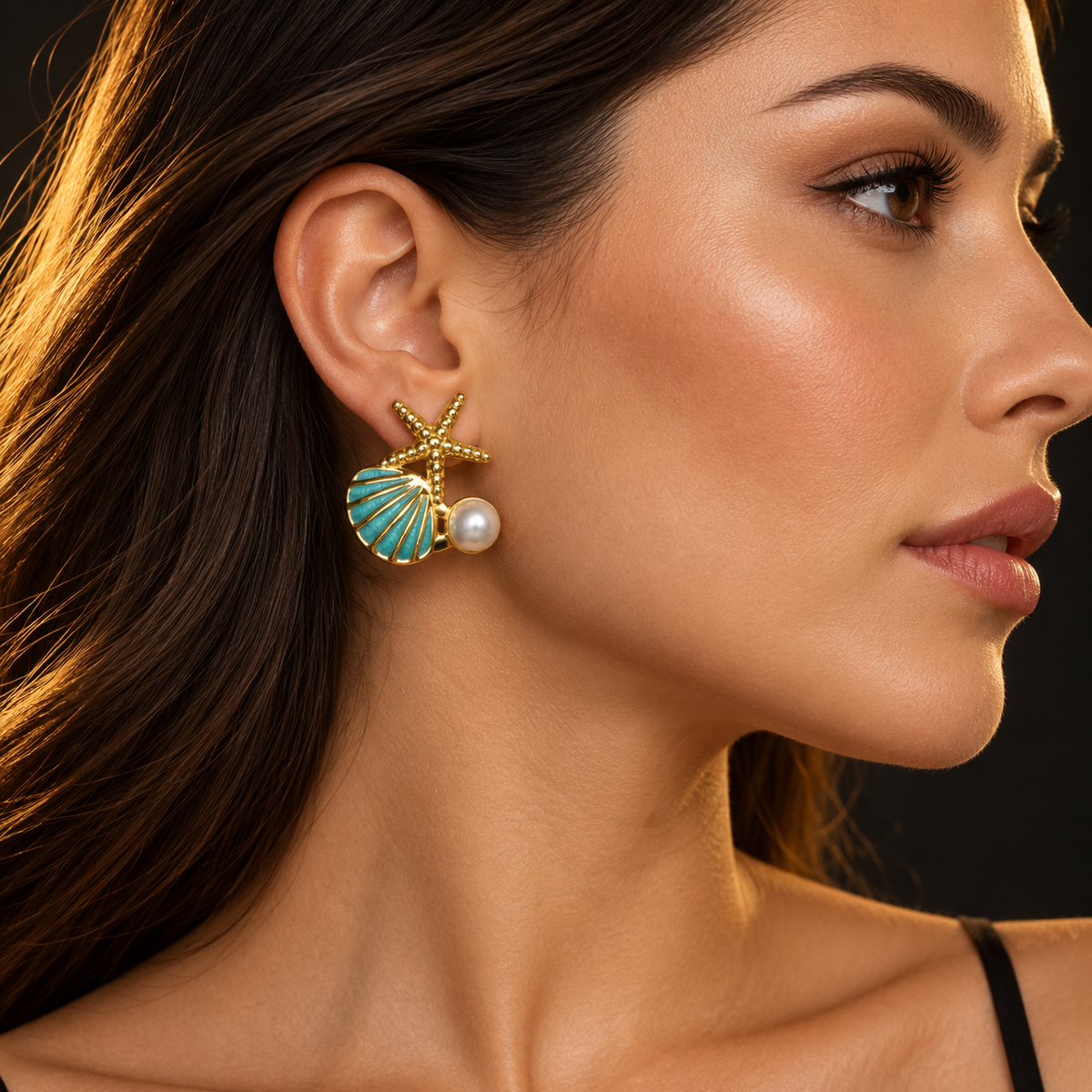 Brincos Estrela-do-Mar e Concha Azul-Turquesa