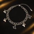 Pulseira Prateada Dupla com Borboletas